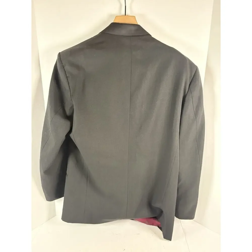 Vintage Marco Ricci Mens Black Double Breasted Blazer Wool Made In Italy Jacket